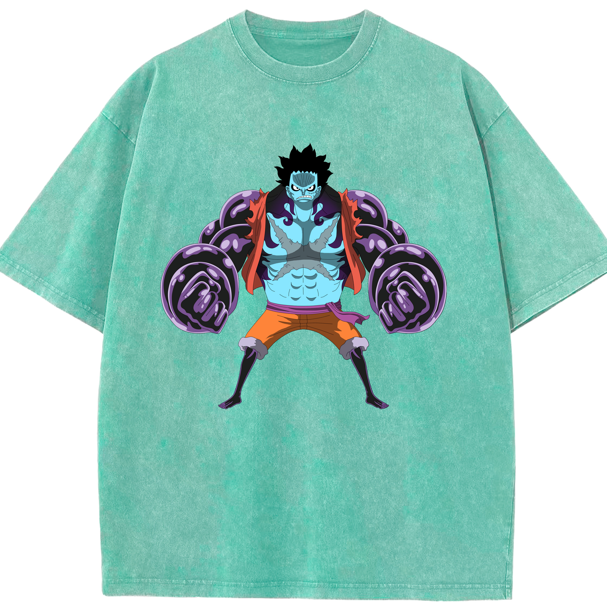 ワンピース モンキー・D・ルフィ ONE PIECE Monkey D. Luffy 綿100% ヴィンテージ風 半袖Tシャツ（フロントプリント）
